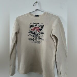Ralph Lauren Beige Long Sleeve Tee with Graphic